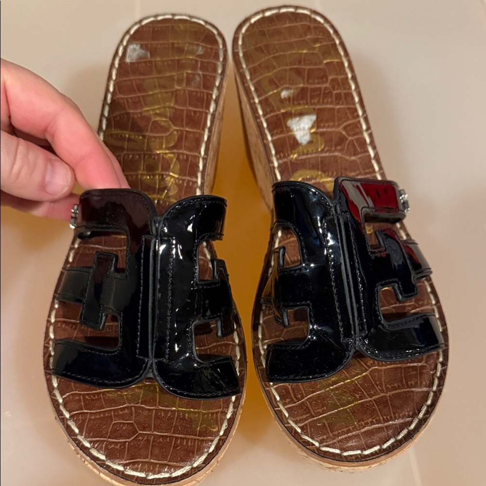 sam edelman Black Patent Leather Sandals